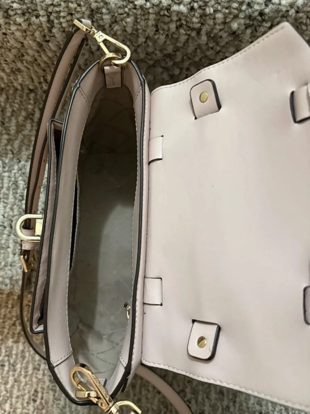 Michael Kors Manhattan Light Blush Pink Top-Handle Satchel w/ Gold Hardware EUC